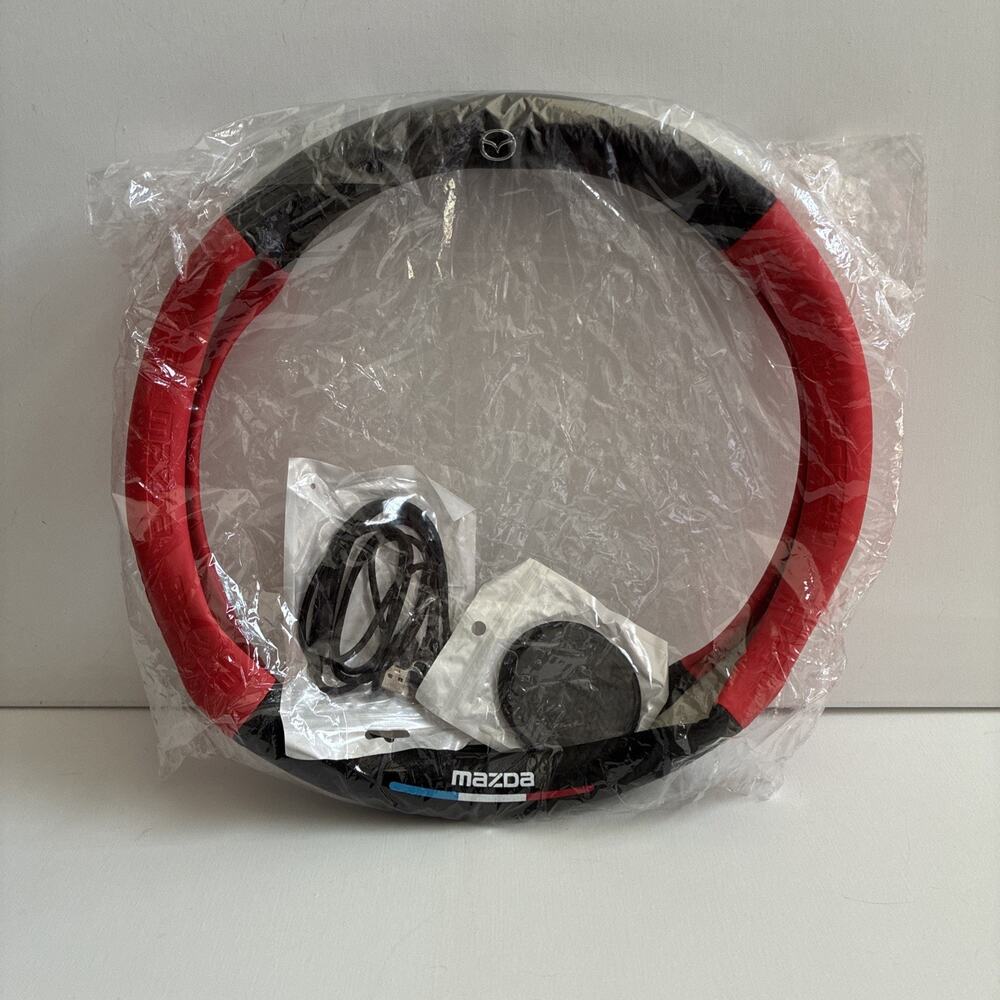 Mazda 15" Steering Wheel Cover Leather For Mazda Black Red New
